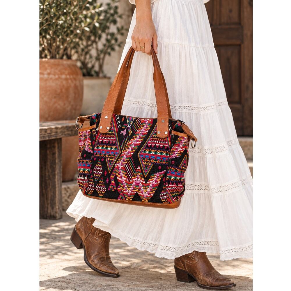 Humble Hilo Everyday Bag Leather and Wool. Made in Guatemala
